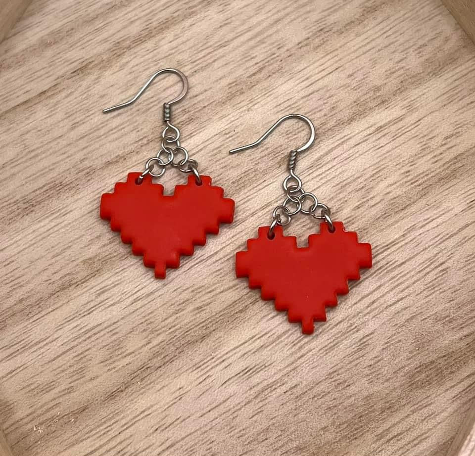 8-Bit Heart Earrings