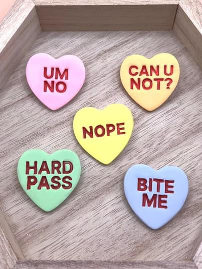 Anti-Conversation Heart Pins