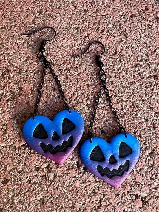 Multicolored Pumpkin Heart Dangles