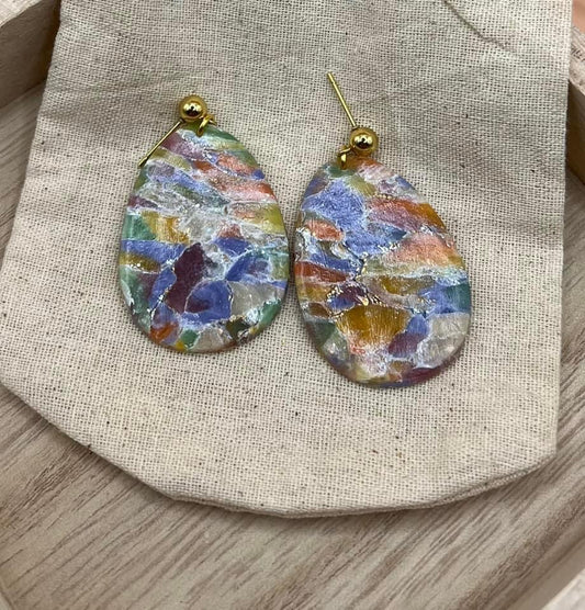 Rainbow Granite Easter Egg Dangles