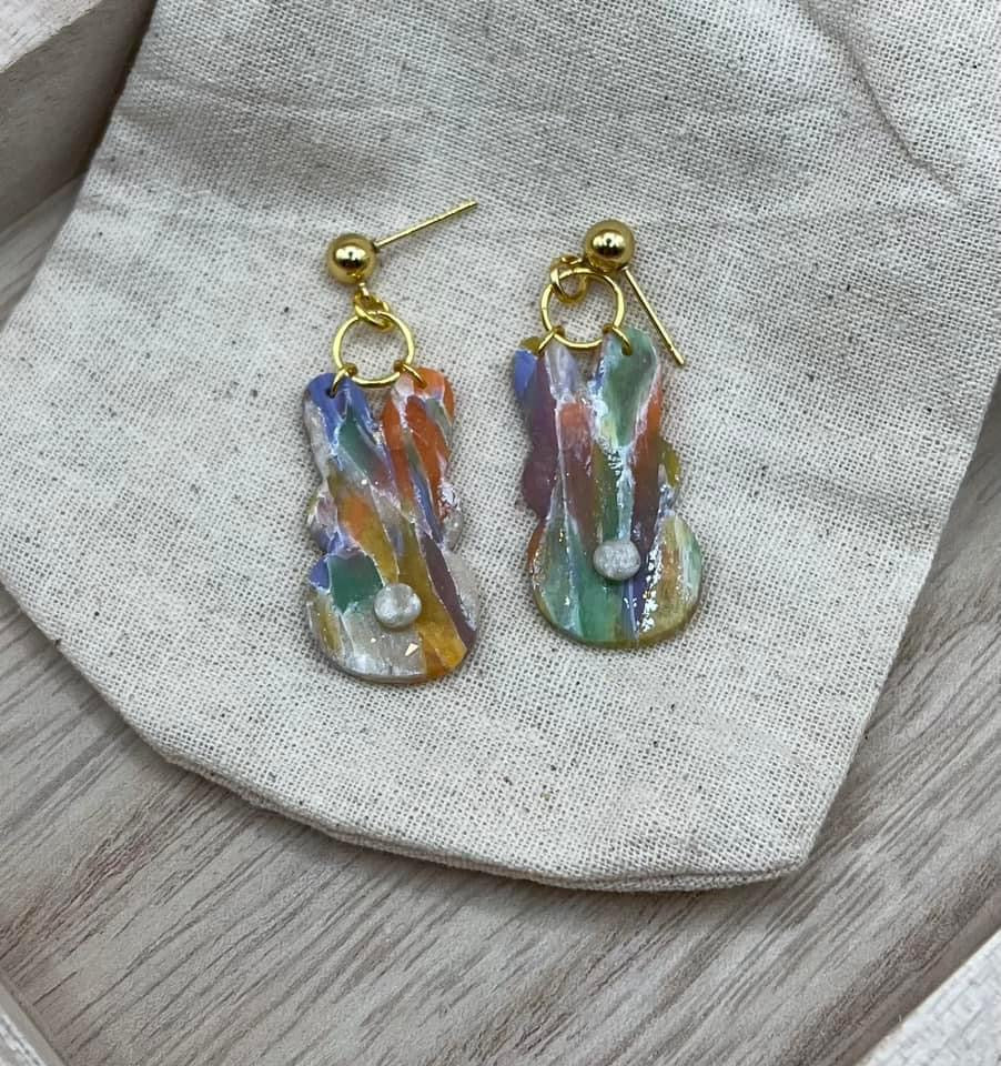 Rainbow Granite Bunny Butt dangles