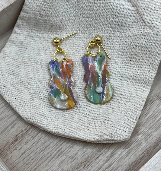 Rainbow Granite Bunny Butt dangles