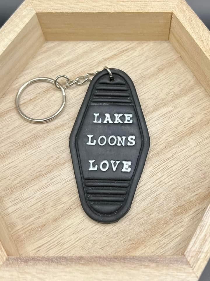 Lake Loons Love Motel Keychain