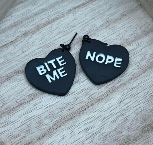 Monotone Anti-Conversation Heart Dangles