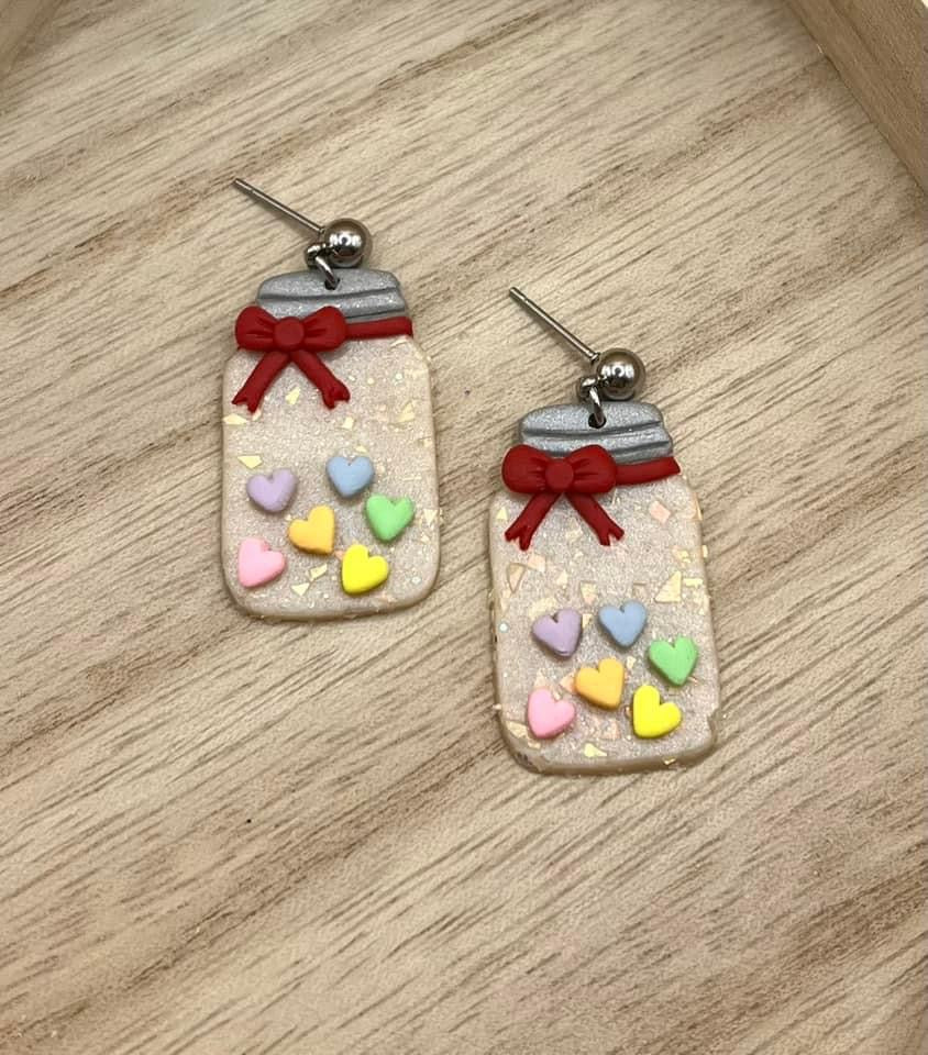 Candy Heart Jar Dangles