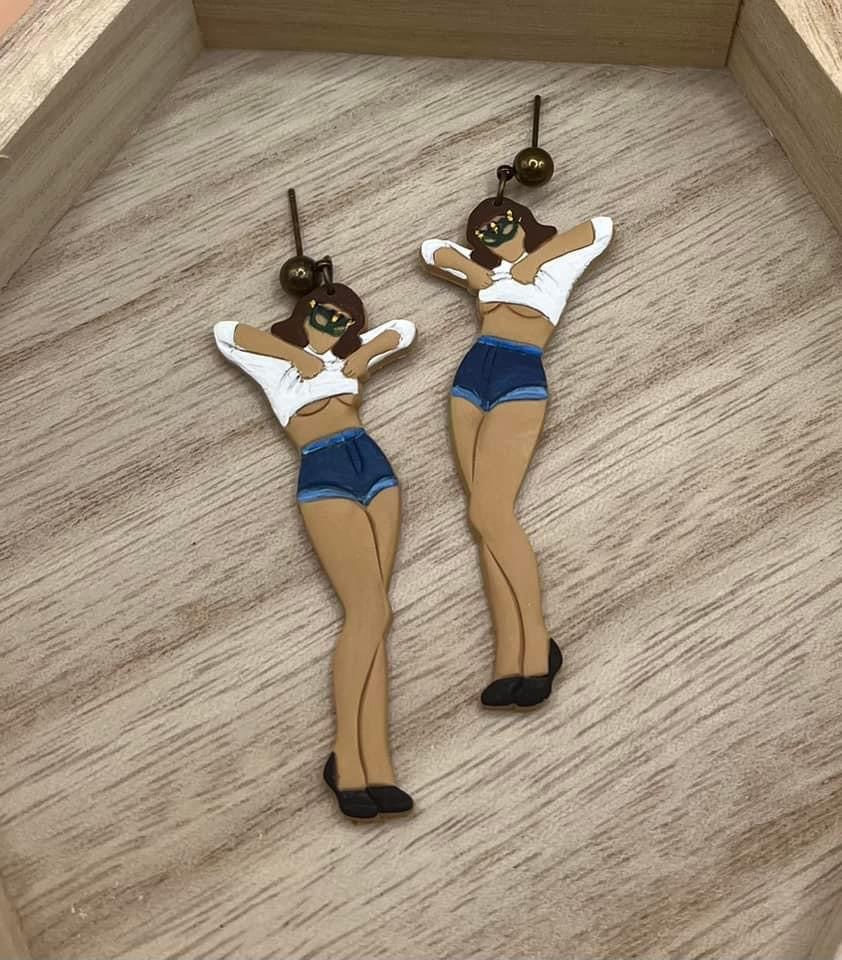 Mardi Gras Pin-up Girl Dangles