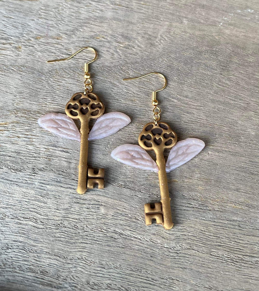 Old Golden Key Earrings