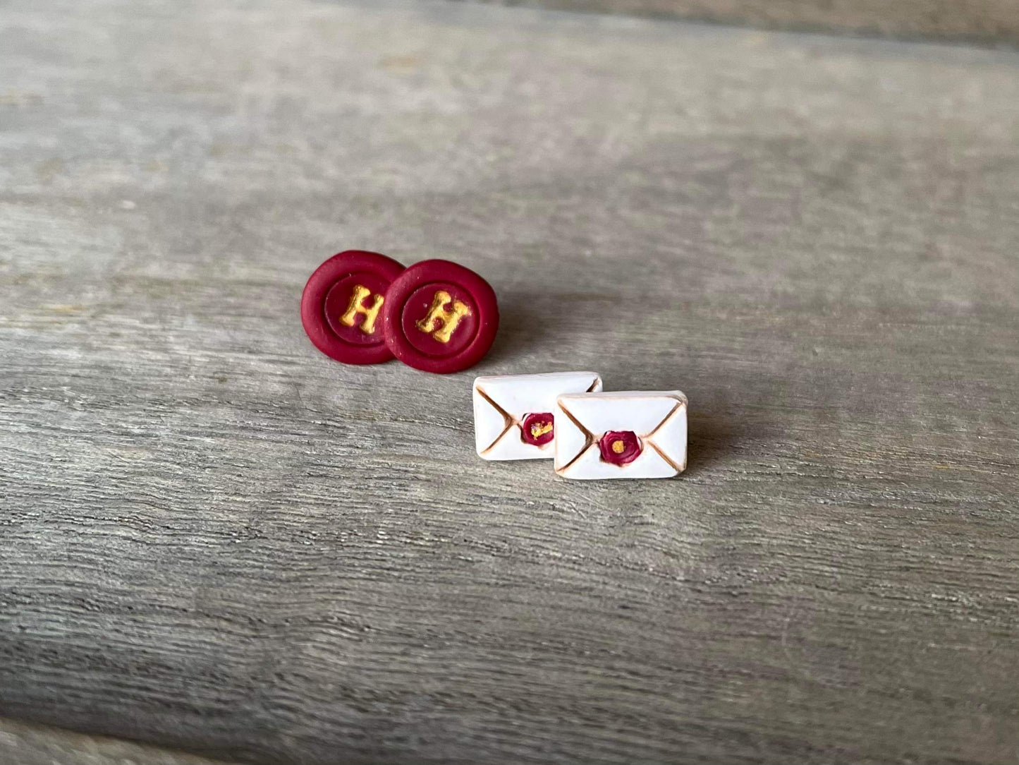 Stamp and Letter Stud Earring Set