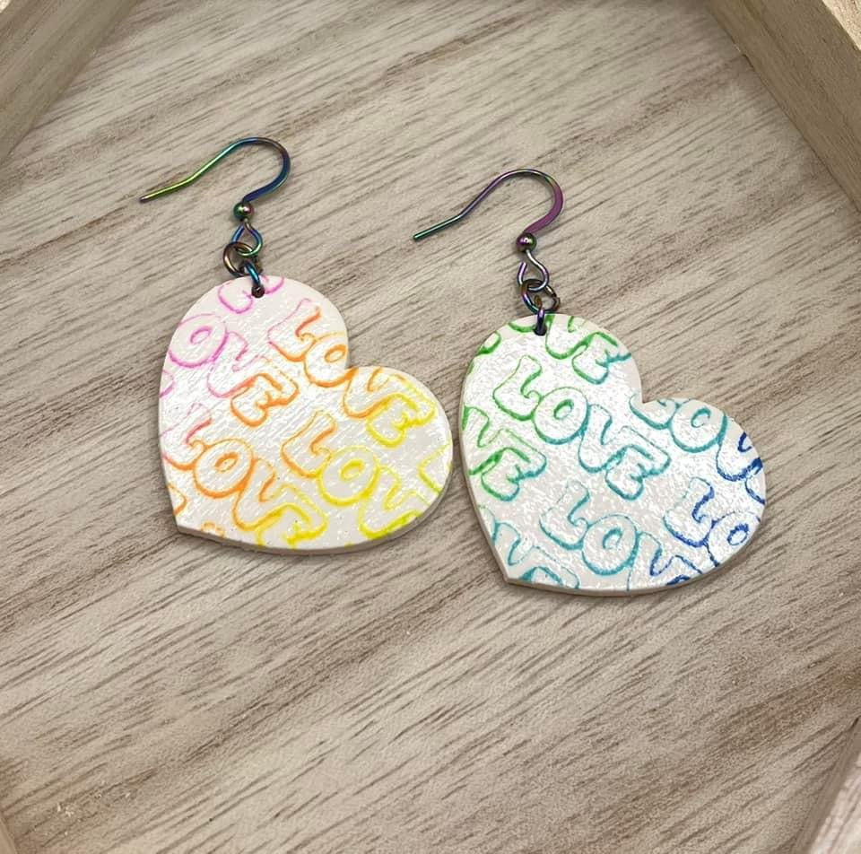 Rainbow Love Heart Earrings