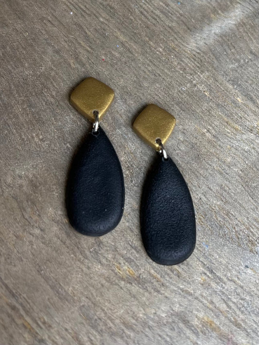 Matte black tear drop dangles